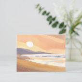 イエローサンセットショア | 水の色のエアイ絵を描ズ ポストカード (スタンド正面)