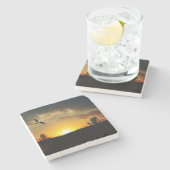 イエローサンセットブラッシメドーストーンコースター ストーンコースター (横)