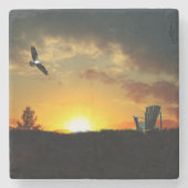 イエローサンセットブラッシメドーストーンコースター ストーンコースター (正面)