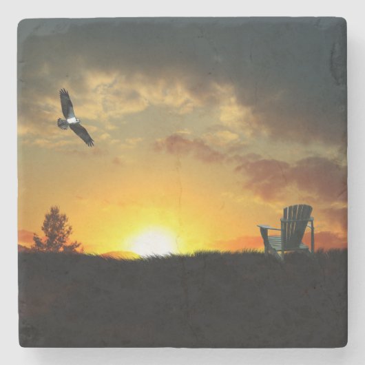 イエローサンセットブラッシメドーストーンコースター ストーンコースター (正面)