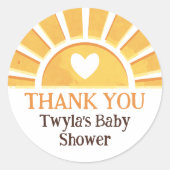 イエローサンハート赤ちゃんシャワーありがとう ラウンドシール (正面)