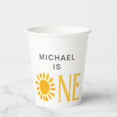 イエローサンパーソナライズされたファースト誕生日パーティー 紙コップ (正面)