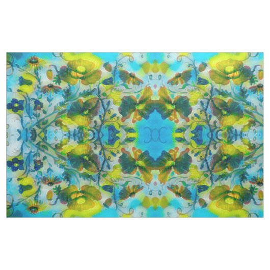 イエローサンビームフローラ織物 ファブリック (ファットクウォーター)