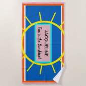 イエローサンピンクブルーオレンジの名前 ビーチタオル (正面)