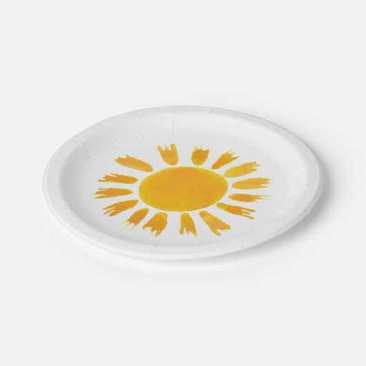 イエローサンファースト誕生日パーティー ペーパープレート (アングル)