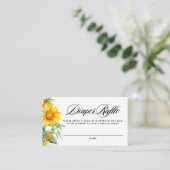 イエローサンフラワーとシーバックトーンオムツラッフル エンクロージャーカード (スタンド正面)