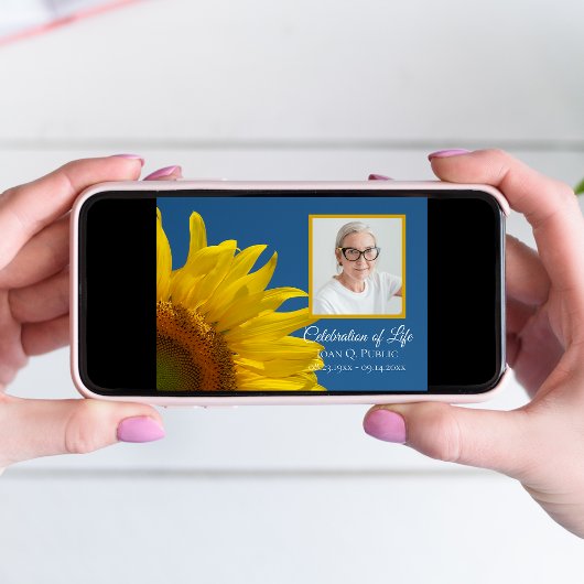 イエローサンフラワーとブルースカイお祝い・オブ・ライフ 招待状