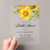 イエローサンフラワーアンドシーバックトーンブライダルシャワー アクリル招待状 (インサイチュ (ポータブル))