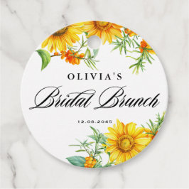 イエローサンフラワーアンドシーバックトーンブライダルブランチ フェイバータグ