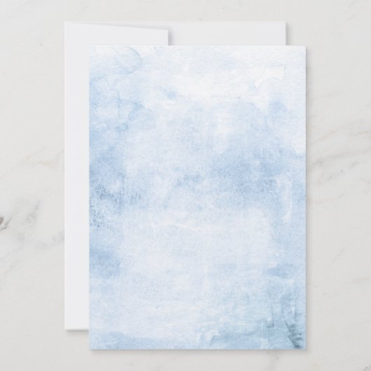 イエローサンフラワーアンドダスティブルーアジサイ誕生日 招待状 (裏面)