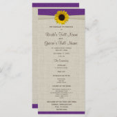 イエローサンフラワーアンドバーラップパープル結婚式 プログラム (正面/裏面)
