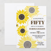 イエローサンフラワーエイジ誕生日 招待状 (正面/裏面)