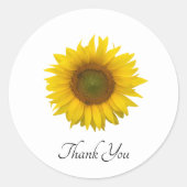 イエローサンフラワーエレガントタイポグラフィフローラ ラウンドシール (正面)