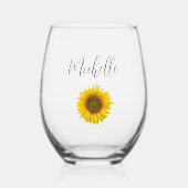 イエローサンフラワーエレガントフローラ植物学 ステムなしワイングラス (正面)