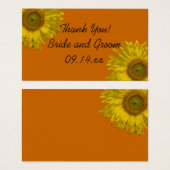 イエローサンフラワーオンオレンジ結婚式の引き出物ラベル (正面&裏面)