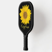 イエローサンフラワーオンブラック名前をカスタムする ピックルボールラケット (左)