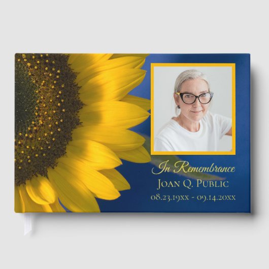 イエローサンフラワーオンブルーお祝いオブライフ ゲストブック (正面)