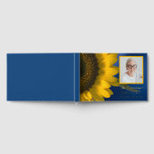 イエローサンフラワーオンブルーお祝いオブライフ ゲストブック (全面)