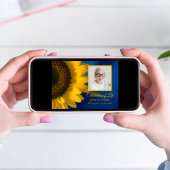 イエローサンフラワーオンブルーお祝いオブライフ 招待状