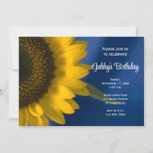 イエローサンフラワーオンブルーバースデーパーティー 招待状 (正面)