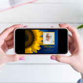 イエローサンフラワーオンブルーリビング葬儀パーティー 招待状