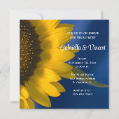 イエローサンフラワーオンブルー婚約パーティ 招待状 (正面)