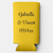 イエローサンフラワーオンブルー結婚式の引き出物 スリム缶クーラー (裏面)