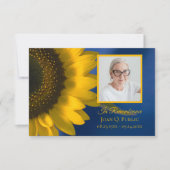 イエローサンフラワーオンブルー葬儀記念悔やみや弔慰 サンキューカード (正面)