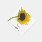 イエローサンフラワーオンホワイトブライダルシャワー スタンダードカクテルナプキン (角)