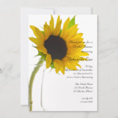 イエローサンフラワーオンホワイトブライダルシャワー 招待状 (正面)