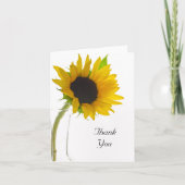 イエローサンフラワーオンホワイト サンキューカード (正面)
