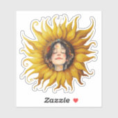 イエローサンフラワーカワイガールズインセンター顔 シール (シート)