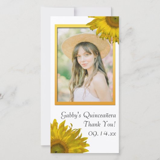 イエローサンフラワーキンセアニェラサンキューフォトカード サンキューカード (正面)