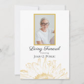 イエローサンフラワーグラフィックリビング葬儀パーティー 招待状 (正面)