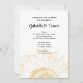 イエローサンフラワーグラフィック婚約パーティ 招待状 (正面)