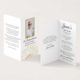 イエローサンフラワーグラフィック葬儀記念祈りの言葉 名刺