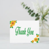 イエローサンフラワーグリーンありがとうフローラポストカード ポストカード (スタンド正面)