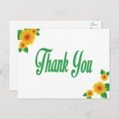 イエローサンフラワーグリーンありがとうフローラポストカード ポストカード (正面/裏面)