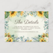 イエローサンフラワーグリーンユーカリ結婚の詳細 エンクロージャーカード (正面)