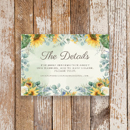 イエローサンフラワーグリーンユーカリ結婚の詳細 エンクロージャーカード