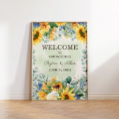 イエローサンフラワーグリーンユーカリ葉スズ結婚ズ ポスター