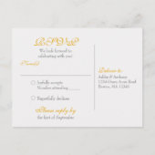 イエローサンフラワーグレーダマスクウェディングRSVPポストカード インビテーションポストカード (裏面)