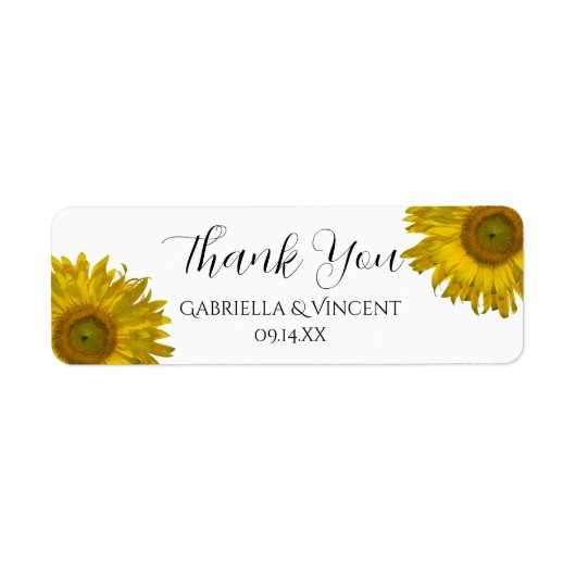イエローサンフラワーサンキュアユーメッセージカード ラベル (正面)