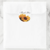 イエローサンフラワーサンキューステッカーテンプレート ラウンドシール (バッグ)