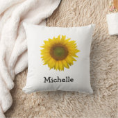 イエローサンフラワーシンプルパーソナライズされた クッション (ブランケット)