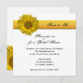 イエローサンフラワーストライプブライダルシャワー 招待状 (正面/裏面)