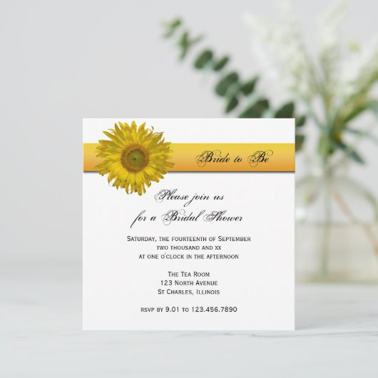 イエローサンフラワーストライプブライダルシャワー 招待状 (スタンド正面)