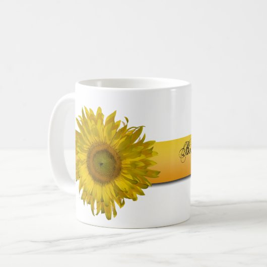 イエローサンフラワーストライプ結婚ズ コーヒーマグカップ (正面左)