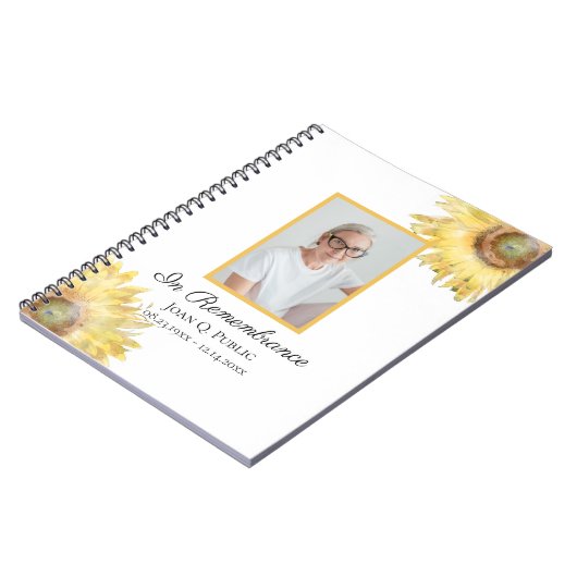 イエローサンフラワーズお祝い・オブ・ライフ・葬儀 ノートブック (左側)