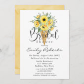 イエローサンフラワーズアイスクリームコーンブライダルシャワーイン 招待状 (正面/裏面)